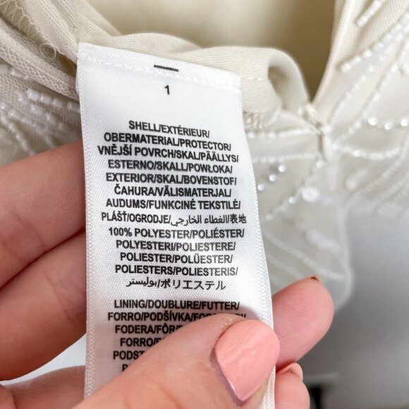 Adrianna Papell Ivory Pearl Beaded Flutter Sleeve Top Sz. 4 - Picture 13 of 13